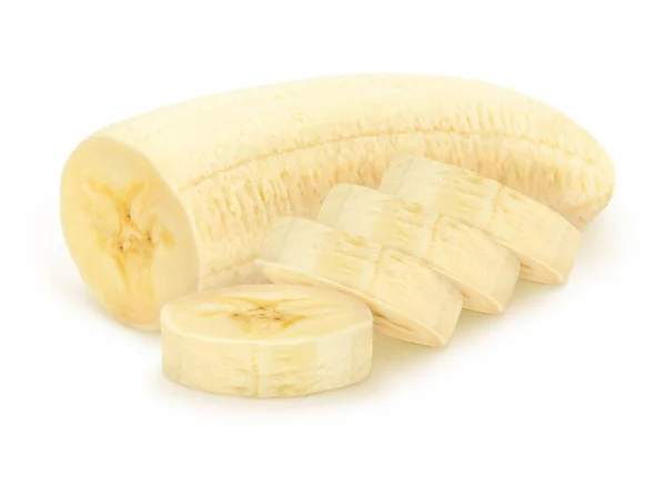 Banano cortado aislado sobre un fondo blanco . —  Fotos de Stock