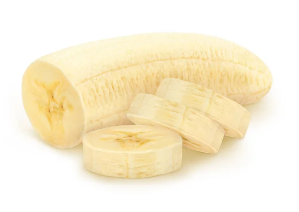 Вырезанный банан изолирован на белом фоне . — стоковое фото