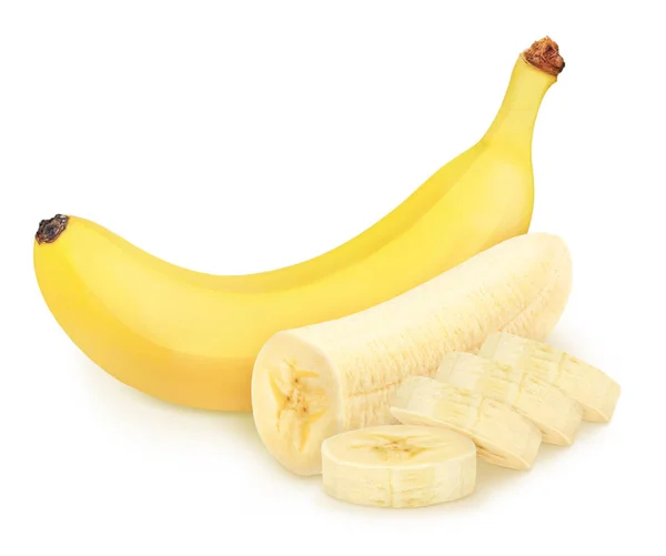 Sammansättning med bananer isolerade på vit bakgrund. — Stockfoto