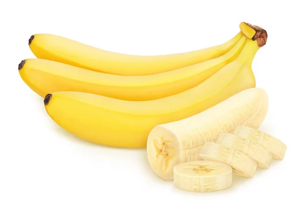 Sammansättning med bananer isolerade på vit bakgrund. — Stockfoto