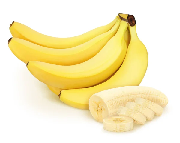 Sammansättning med bananer isolerade på vit bakgrund. — Stockfoto