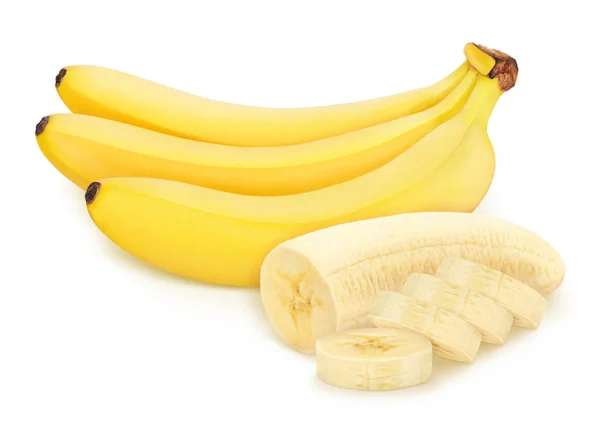 Sammansättning med bananer isolerade på vit bakgrund. — Stockfoto