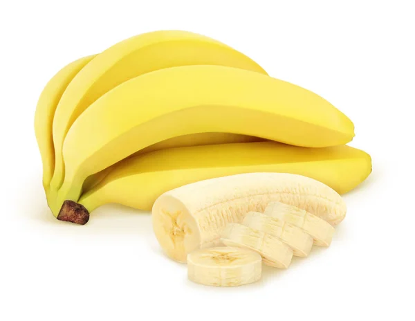 Sammansättning med bananer isolerade på vit bakgrund. — Stockfoto