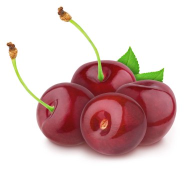 Beyaz arka planda izole edilmiş kiraz çilekleri yığını. Tasarım ögesi olarak.