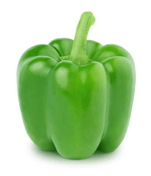 Fresh whole green Bell pepper isolated on a white background. — Stock Photo, Image