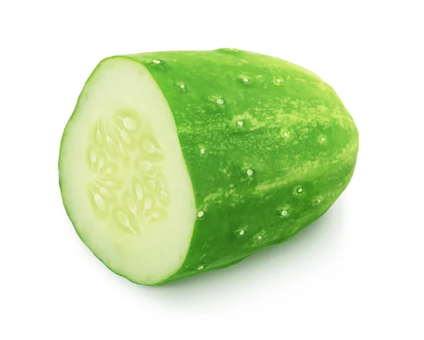 Half of green cucumber isolated on a white background. — Stock Photo, Image