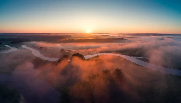 Increíble Paisaje Aéreo Naturaleza Verano Salida Del Sol Cielo Despejado —  Fotos de Stock