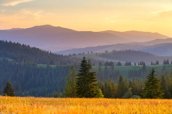 Herfst Bergen Levendige Berg Heuvels Bij Zonsondergang Herfst Landschap Met — Stockfoto