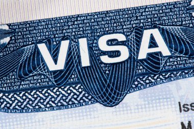 Pasaport portre olarak Amerikan vizesi. ABD Vize pasaport.