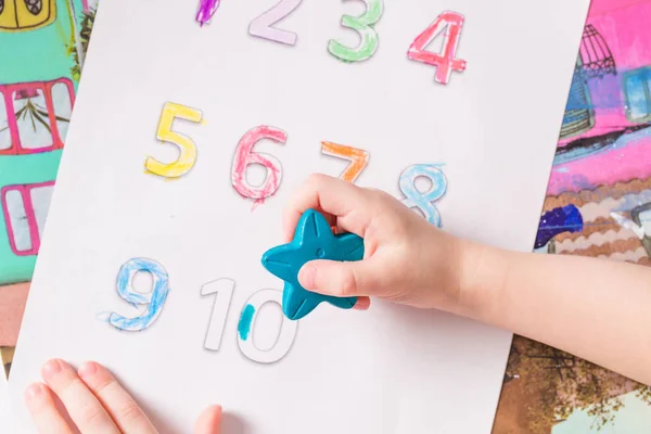 Números Pintura Infantil Actividades Educativas Los Niños Aprender Matemáticas — Foto de Stock