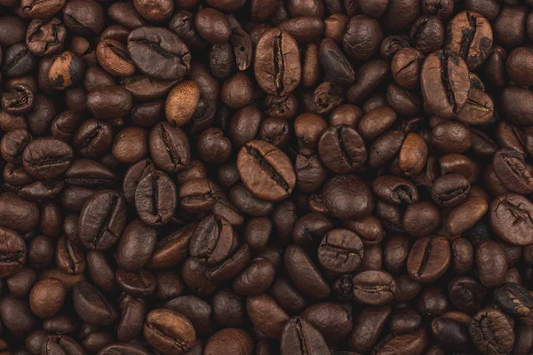 Gebrande Koffiebonen Achtergrond Vergrote Weergave — Stockfoto