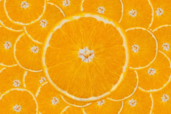 Kerek Narancssárga Szeleteket Friss Gyümölcs Háttér — Stock Fotó