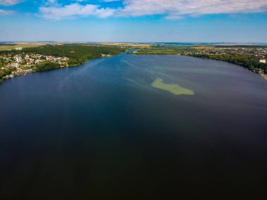 İnsansız hava aracından Ternopil Şehri görünümü