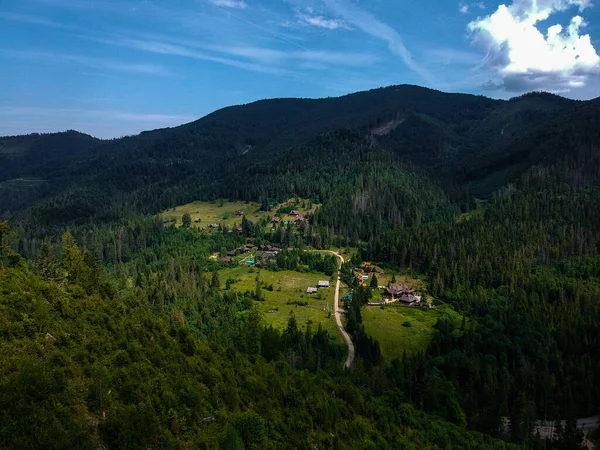 Dorp Bergen Uitzicht Drone — Stockfoto