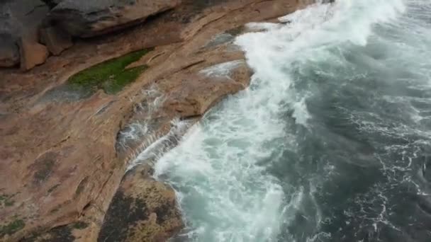 Stranden Och Rock Texturer Från Runt Sydney Australia — Stockvideo