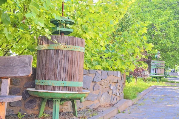 Old wine presses. Wine background in Europe. Czech Republic, South Moravia