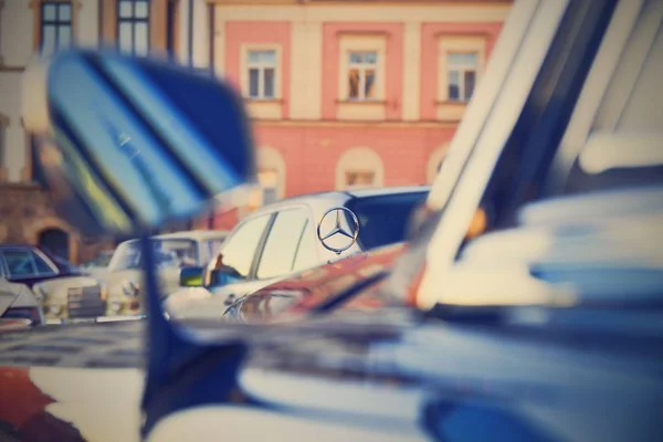 Hustopece Republika Czeska Września 2018 Mercedes Benz Logo Zabytkowych Samochodów — Zdjęcie stockowe