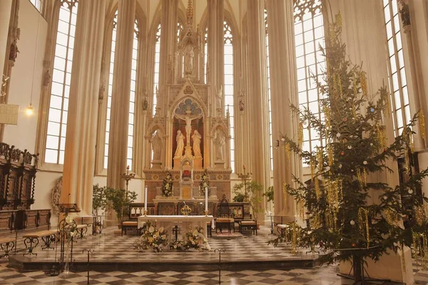 The Church of St. Jacob the Elder is a late Gothic three-nave hall church located on the Jakub Square in the Brno — Stock Photo, Image