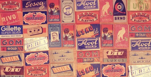 Vintage covers van scheermesje. Achtergrond. Close-up. — Stockfoto