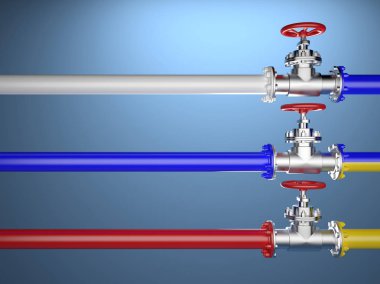 Rusya ve Ukrayna bayrakları boyalı Endüstriyel boru Vana,