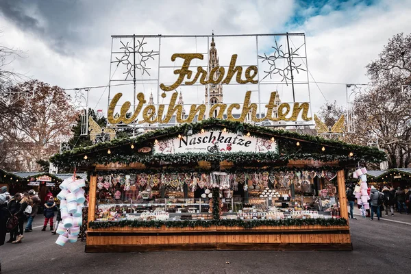 Вена Австрия Декабря 2018 Года Съемка Рождественских Ярмарок Площади Ратауш — стоковое фото