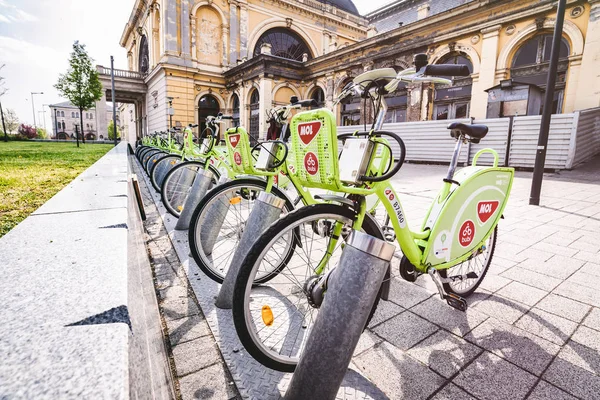 Budapest Hongrie Avril 2019 Des Vélos Location Sont Disponibles Dans — Photo