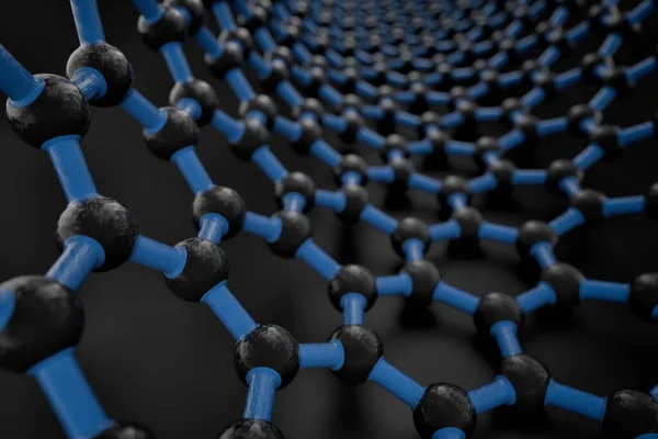 Representación Superficie Del Nanotubo Átomos Carbono Negro Enlaces Azul Oscuro — Foto de Stock