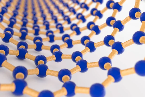 Weergave Van Nanotube Oppervlak Blauwe Koolstofatomen Gele Bindingen Lichte Achtergrond — Stockfoto