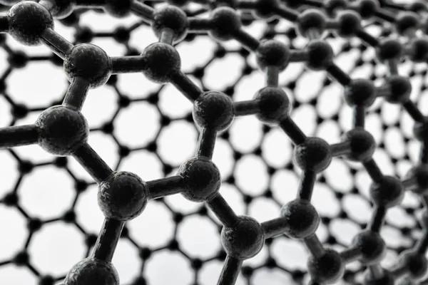 Weergave Van Nanotube Oppervlak Zwarte Koolstofatomen Bindingen Witte Achtergrond — Stockfoto