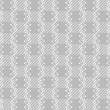 Kusursuz desen. Küçük eşkenar çizgili eşkenar dörtgenleri ve düzenli olarak tekrar eden damalı şekilleri olan modern geometrik doku. Grafiksel tasarımın vektör ögesi