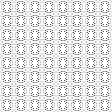 Kusursuz desenli. Düzenli olarak tekrarlayan geometrik şekilleri olan modern stil dokusu, küçük noktalar, noktalı altıgenler, eşkenar dörtgenler, elmaslar. Grafiksel tasarımın vektör ögesi