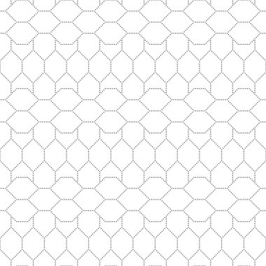 Seamless modeli. Düzenli tekrarlanan geometrik şekiller, küçük noktadan oluşan, noktalı altıgenler, çokgenler ile Modern şık doku. Vektör grafik tasarım unsuru
