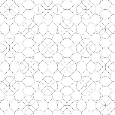 Seamless modeli. Düzenli tekrarlanan geometrik şekiller, küçük noktadan oluşan, noktalı altıgenler, çokgenler ile Modern şık doku. Vektör grafik tasarım unsuru