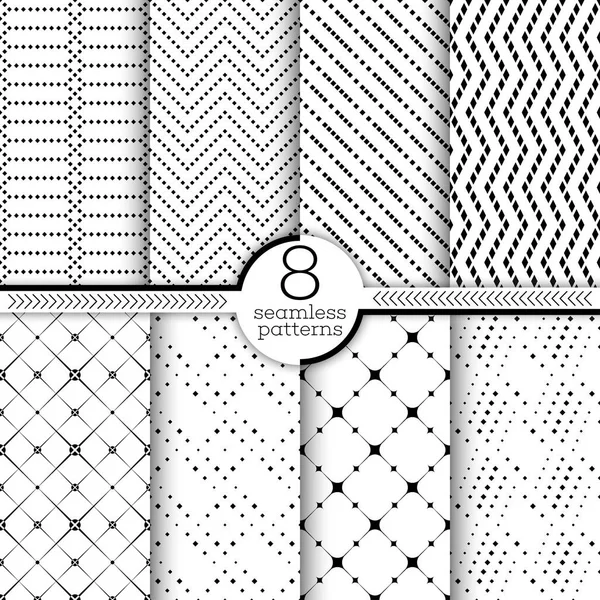 Conjunto Patrones Sin Costura Vectores Texturas Geométricas Clásicas Repetir Regularmente — Archivo Imágenes Vectoriales