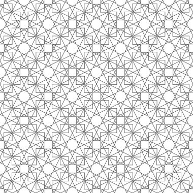 Seamless modeli. Geometrik arka plan. Tekrarlayan ince kırık çizgiler, çokgenler, üçgenler, kareler, zor Çokgen şekiller olan özgün doğrusal doku. Vektör öğesi grafik tasarım