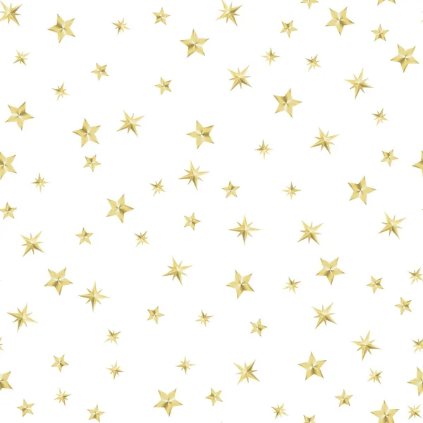 Gold stars on a white background. Festive concept. Seamless pattern. Vector illustration.