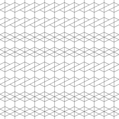 Kusursuz desen. Soyut doğrusal desenli arka plan. Modern stil geometrik doku. Düzenli olarak ince çizgiler, altıgenler, eşkenarlar tekrarlanıyor. Grafiksel tasarımın vektör ögesi