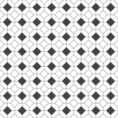 Kusursuz desen. Modern stil geometrik doku. Düzenli olarak doğrusal eşkenar dörtgenler, altıgenler, sekizgenler tekrarlanıyor. İnce çizgi. Grafiksel tasarımın vektör ögesi