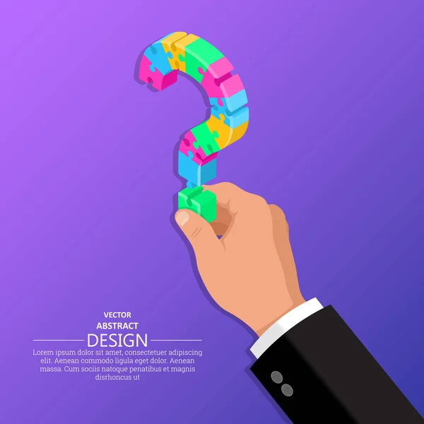 Hand Van Persoon Houdt Vraagteken Van Puzzels Isometrische Illustratie Concept — Stockvector