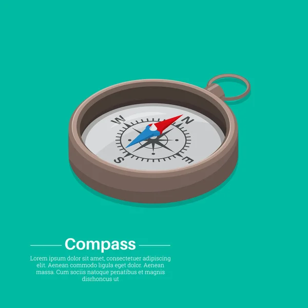 Isometrische Kompas Apparaat Van Oriëntatie Tot Gebieden Concept Van Reis — Stockvector