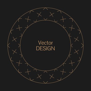 Monogram çizgili vintage çerçeve. Tebrik kartları. Düğün davetiyeleri. Retro tarzı. Vektör logo şablonu, etiketleri ve rozetleri. Dairesel süsleme. Yuvarlak sorunsuz çerçeve.