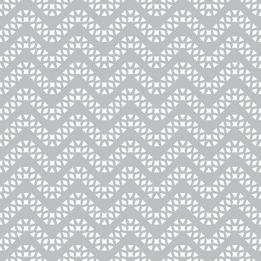 Seamless modeli. Gri beyaz soyut geometrik arka. Modern basit doku. Üçgen, yıldız ile düzenli olarak yinelenen zikzak şekiller. Vektör grafik tasarım unsuru