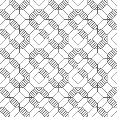 Seamless modeli. Modern şık doku. Çizgili altıgenler, edikula, Sekizgenler ile düzenli olarak yinelenen geometrik doğrusal süsleme. Vektör grafik tasarım unsuru