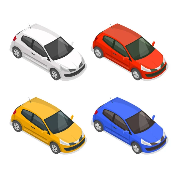 Conjunto de passageiros carros multi-coloridos — Vetor de Stock