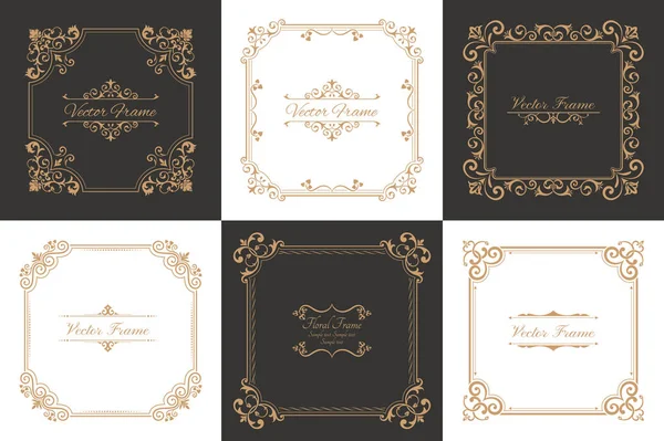 Set of vintage frames in Baroque style — Stock Vector