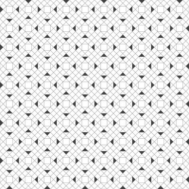 Vektör kusursuz desen. Dış hatları geometrik şekilli modern stil dokusu. Düzenli olarak eşkenar dörtgenler, kareler, üçgenler ile geometrik ince çizgi ızgarası tekrarlanıyor. Doğrusal mozaik