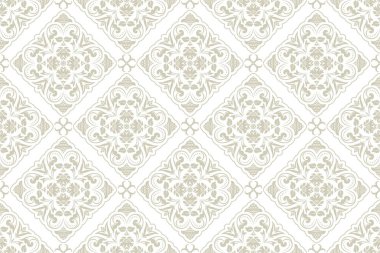 Vektör kusursuz desen. Lüks barok dokular. Düzenli olarak tekrarlanan retro süs. Desen bir arkaplan, duvar kağıdı, ambalaj kağıdı, sayfa doldurma, süsleme ögesi olarak kullanılabilir