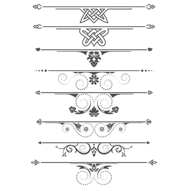 Set Calligraphical Elements Design Execution Page Szüreti Virágos Stílusban Választja — Stock Vector