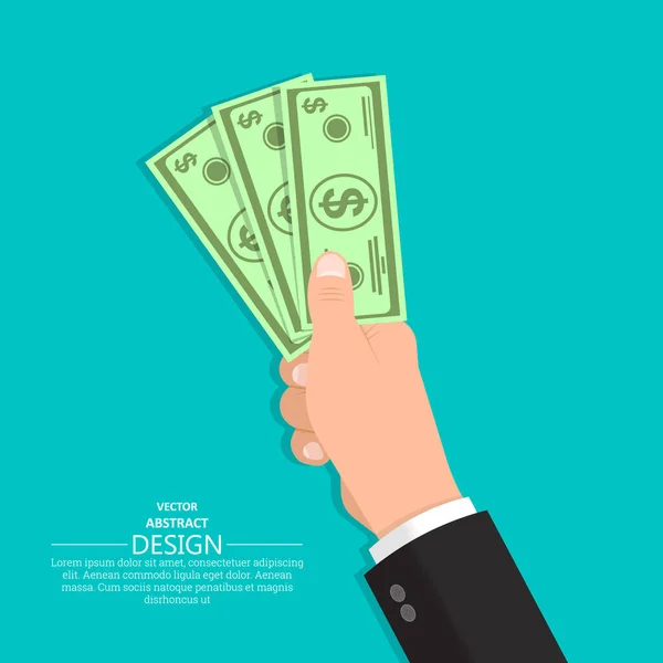 Hand Een Pak Houdt Dollar Bills Business Concept Contante Betaling — Stockvector
