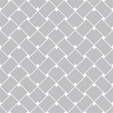 Kusursuz desen. Soyut küçük desenli arka plan. Küçük noktalı modern stil dokusu. Noktalı eşkenarlar, dikdörtgenler ve köşeli şekillerle düzenli olarak tekrarlanan geometrik süsler. Vektör tasarımı